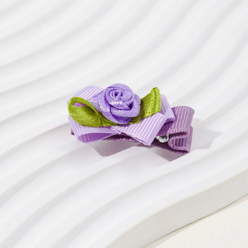 Girls’ Baby Woven Ribbon Bow Mesh Flower Hair Clip for Gentle Hair Chocolate Lily