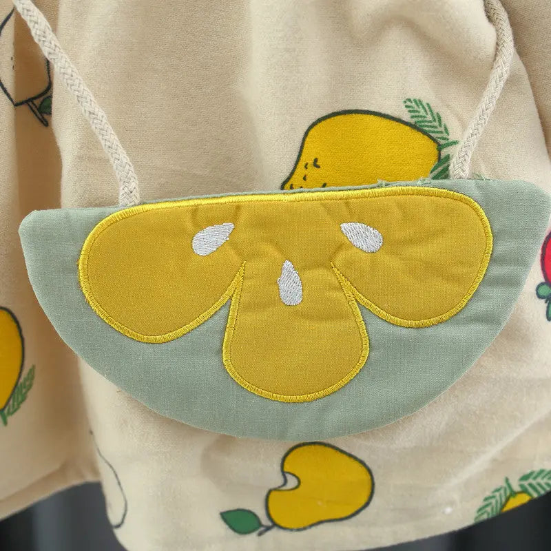 Autumn and Winter New Arrival Baby Girls Long Sleeves Fruits Print Chocolate Lily