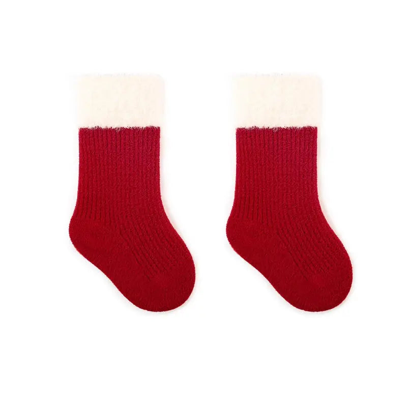 Warm Boneless Children’s Fleece-lined Socks for Autumn and Winter, Chocolate Lily