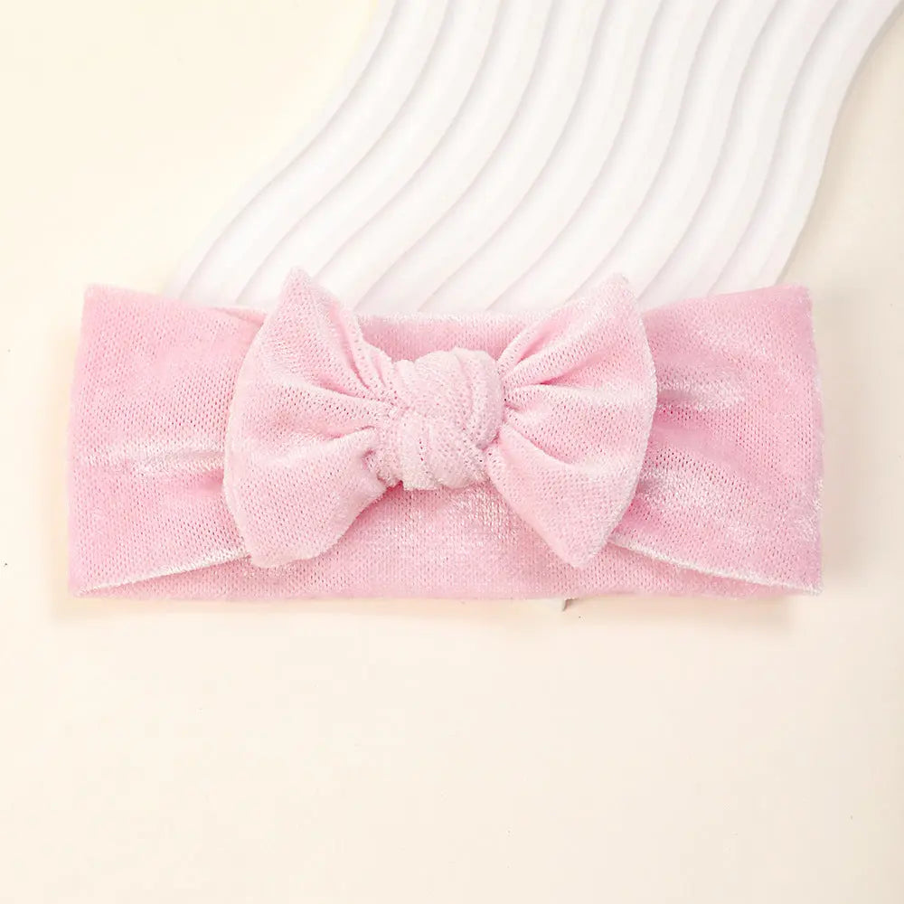 Soft Baby Hairband with Solid Color Bow Chocolate Lily