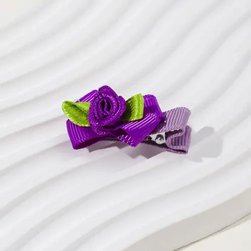 Girls’ Baby Woven Ribbon Bow Mesh Flower Hair Clip for Gentle Hair Chocolate Lily