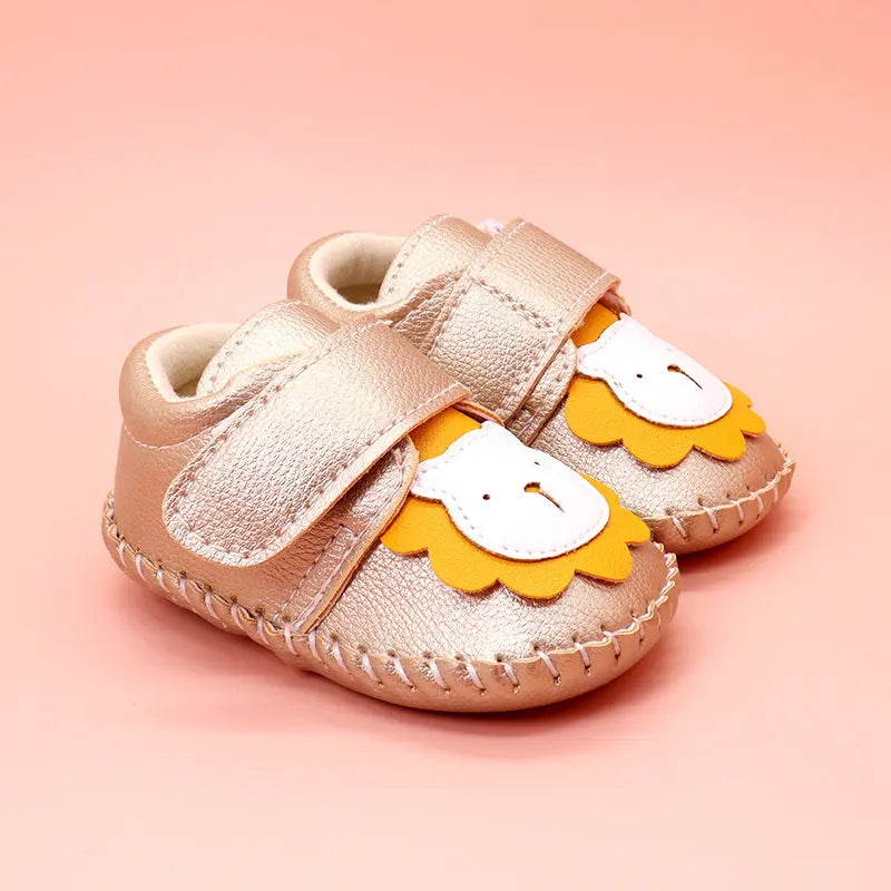 Baby Cartoon Bear Patched Pattern Soft Sole Toddler Shoes Indoor Chocolate Lily