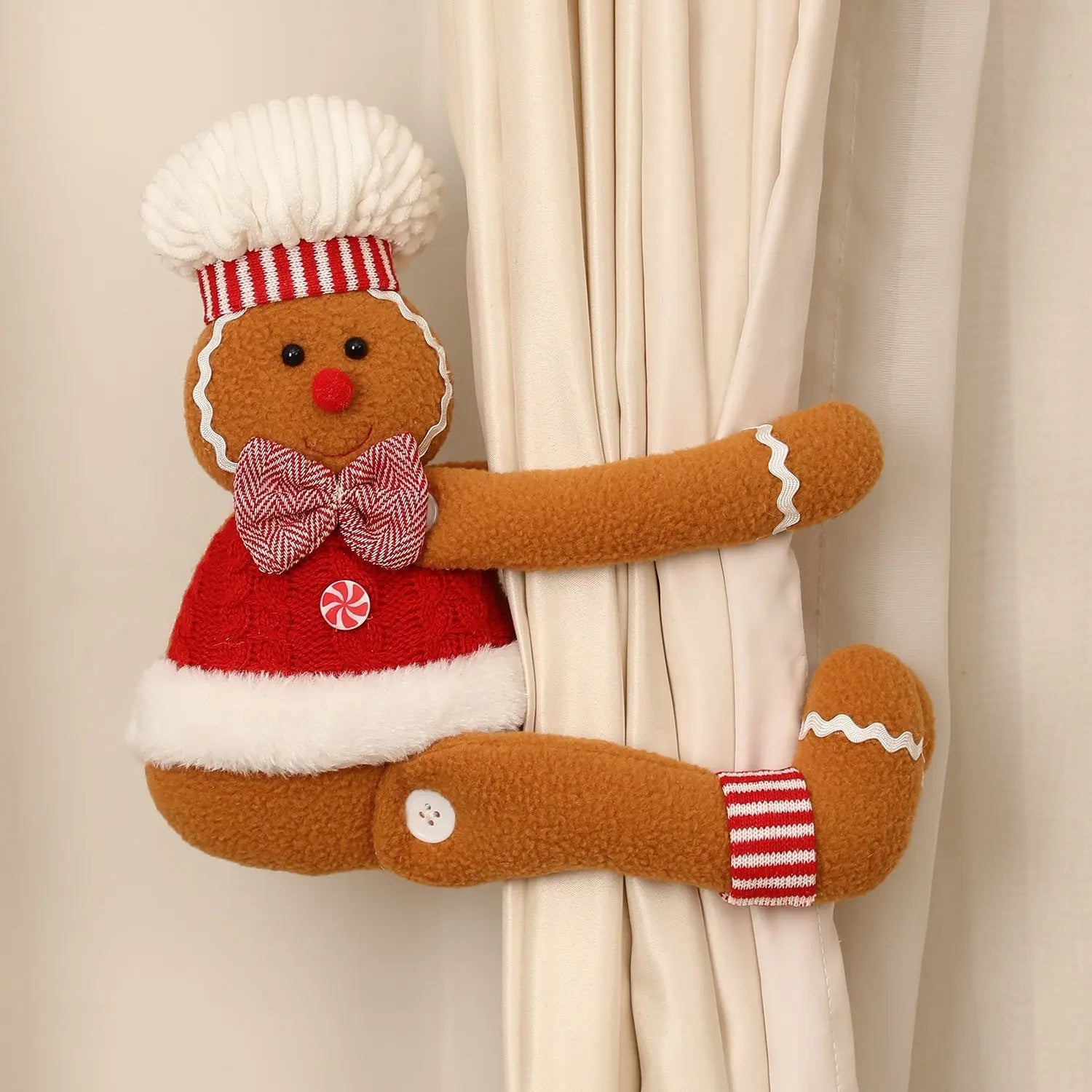 Cartoon Gingerbread Man Window Curtain Decoration for Christmas Party Chocolate Lily