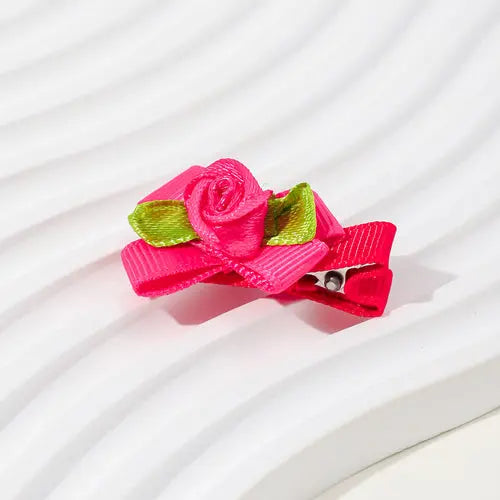 Girls’ Baby Woven Ribbon Bow Mesh Flower Hair Clip for Gentle Hair Chocolate Lily