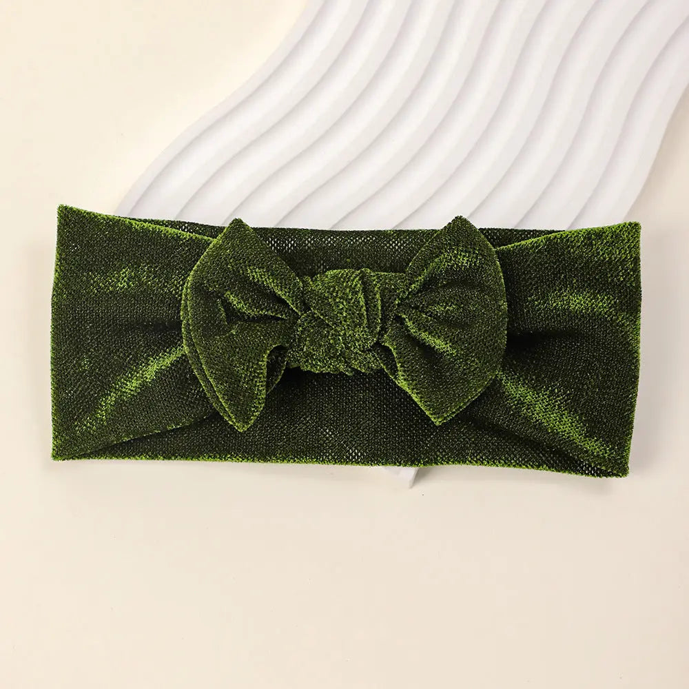 Soft Baby Hairband with Solid Color Bow Chocolate Lily