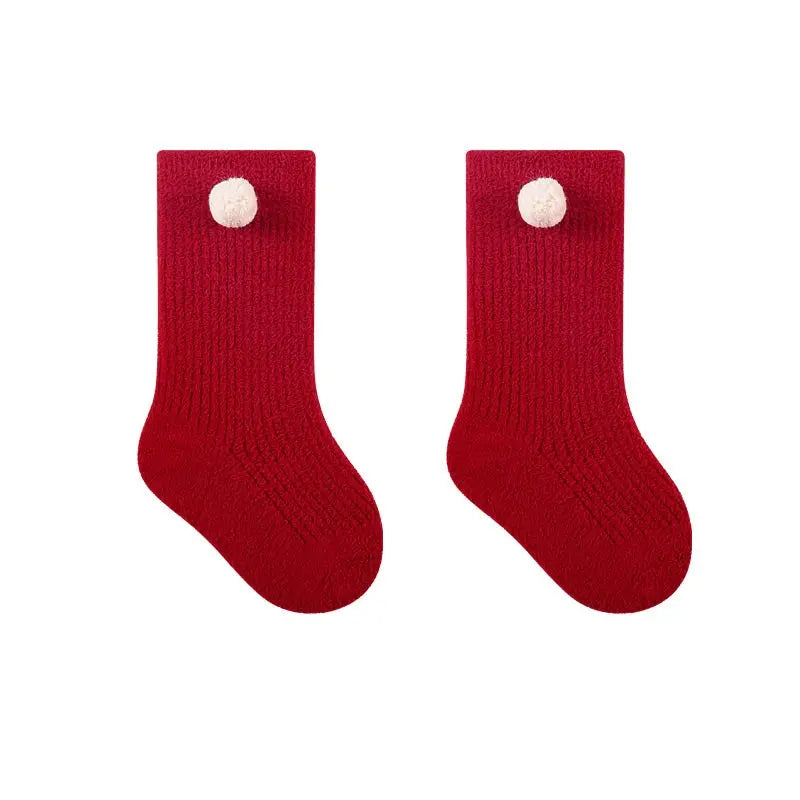 Warm Boneless Children’s Fleece-lined Socks for Autumn and Winter, Chocolate Lily