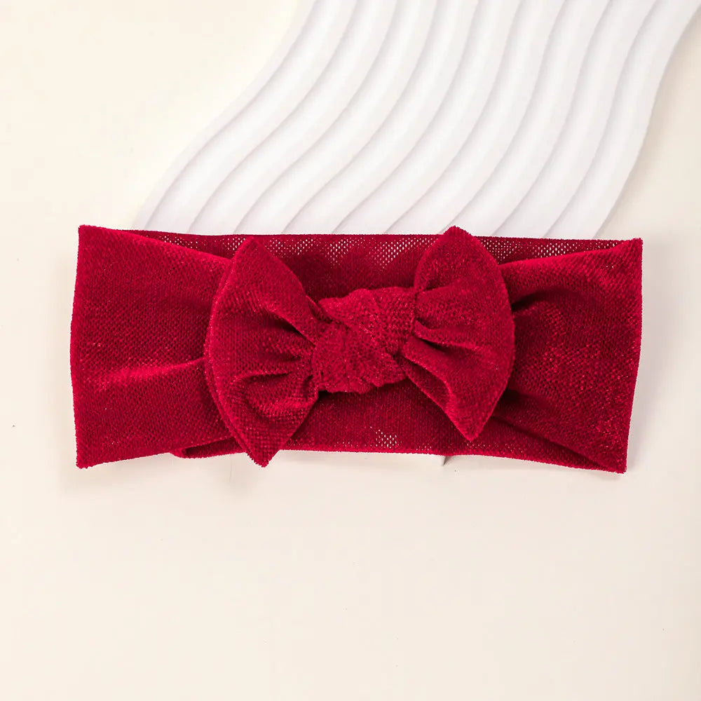 Soft Baby Hairband with Solid Color Bow Chocolate Lily