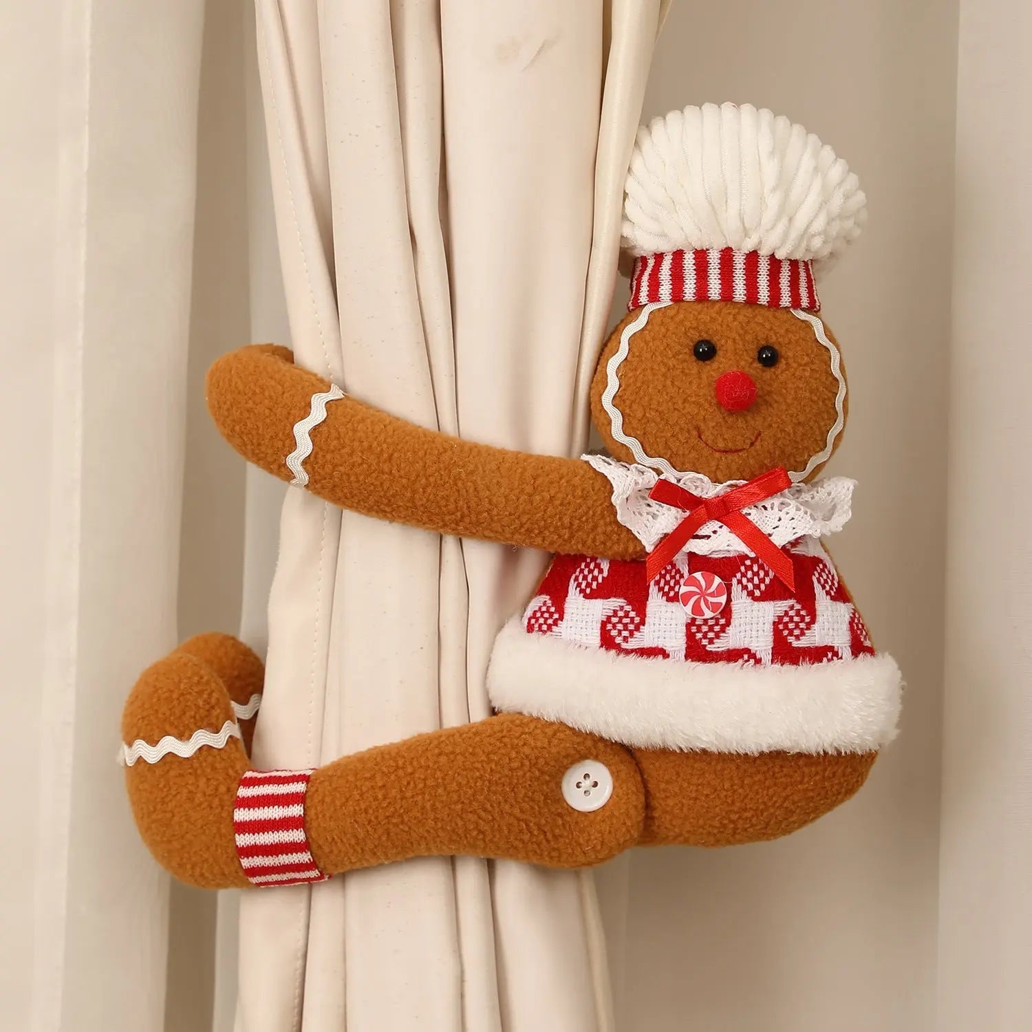 Cartoon Gingerbread Man Window Curtain Decoration for Christmas Party Chocolate Lily