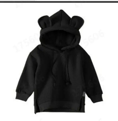 Baby Solid Color Animal Ear Patch Design Autumn Korean Style Hoodie Chocolate Lily