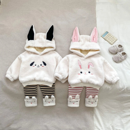 Winter Hot Selling Baby Unisex Long Sleeves Simple Rabbit Design Chocolate Lily