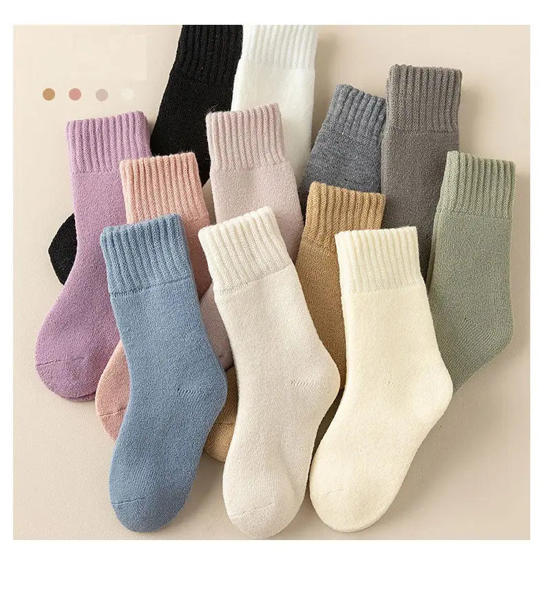 Winter/Autumn Candy-Colored Mid-Calf Socks in Combed Cotton for Warmth Chocolate Lily