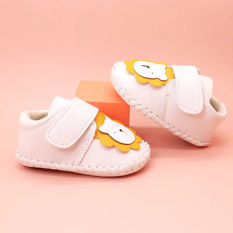 Baby Cartoon Bear Patched Pattern Soft Sole Toddler Shoes Indoor Chocolate Lily