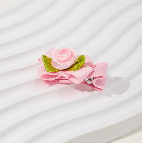 Girls’ Baby Woven Ribbon Bow Mesh Flower Hair Clip for Gentle Hair Chocolate Lily