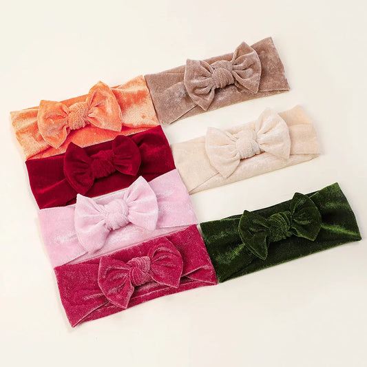 Soft Baby Hairband with Solid Color Bow Chocolate Lily