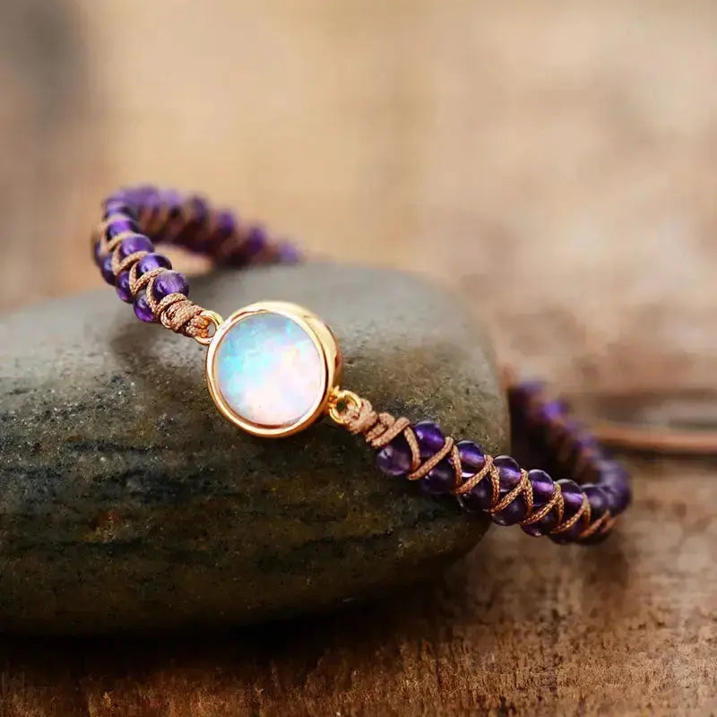 Radiant Amethyst Opal Charm Bracelet Copper Pallas